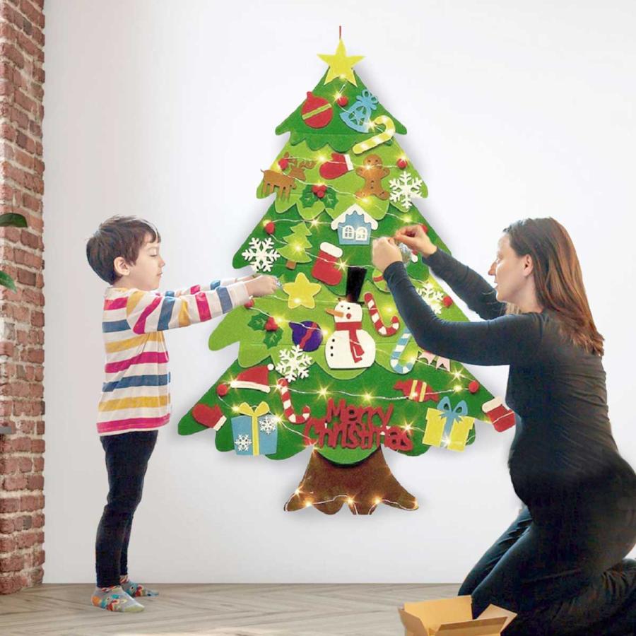 クリスマスツリー フェルト 壁掛け クリスマス 布 タペストリー 手作り