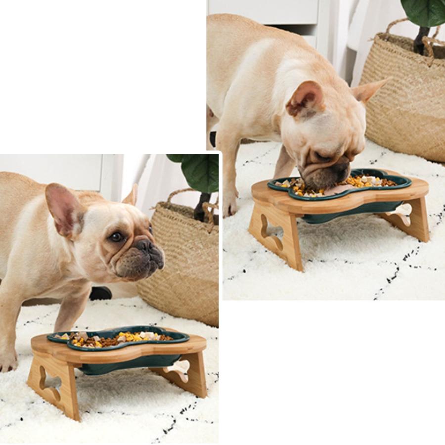 犬 食器 陶器 小型犬 フードボウル スタンド 木製 ペット エサ入れ 器