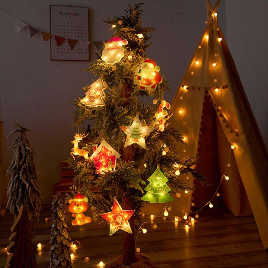 光る クリスマス 飾り クリスマスツリー オーナメント サンタクロース