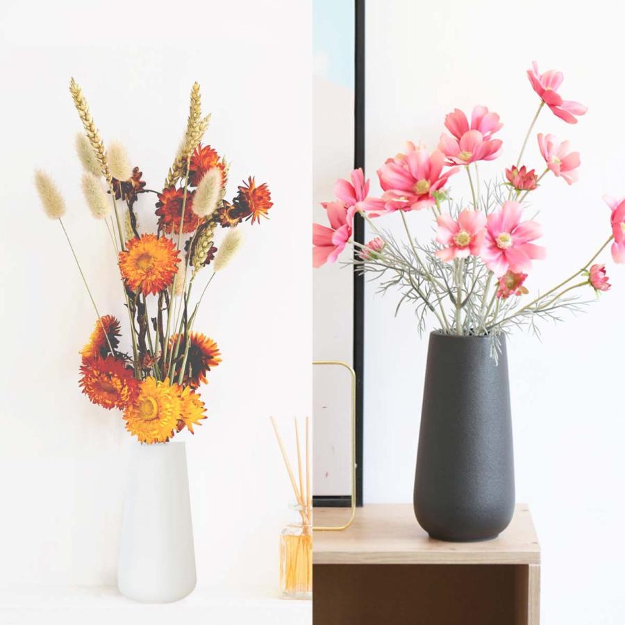 2色セット】花瓶 陶器 黒 白 おしゃれ フラワーベース 生け花