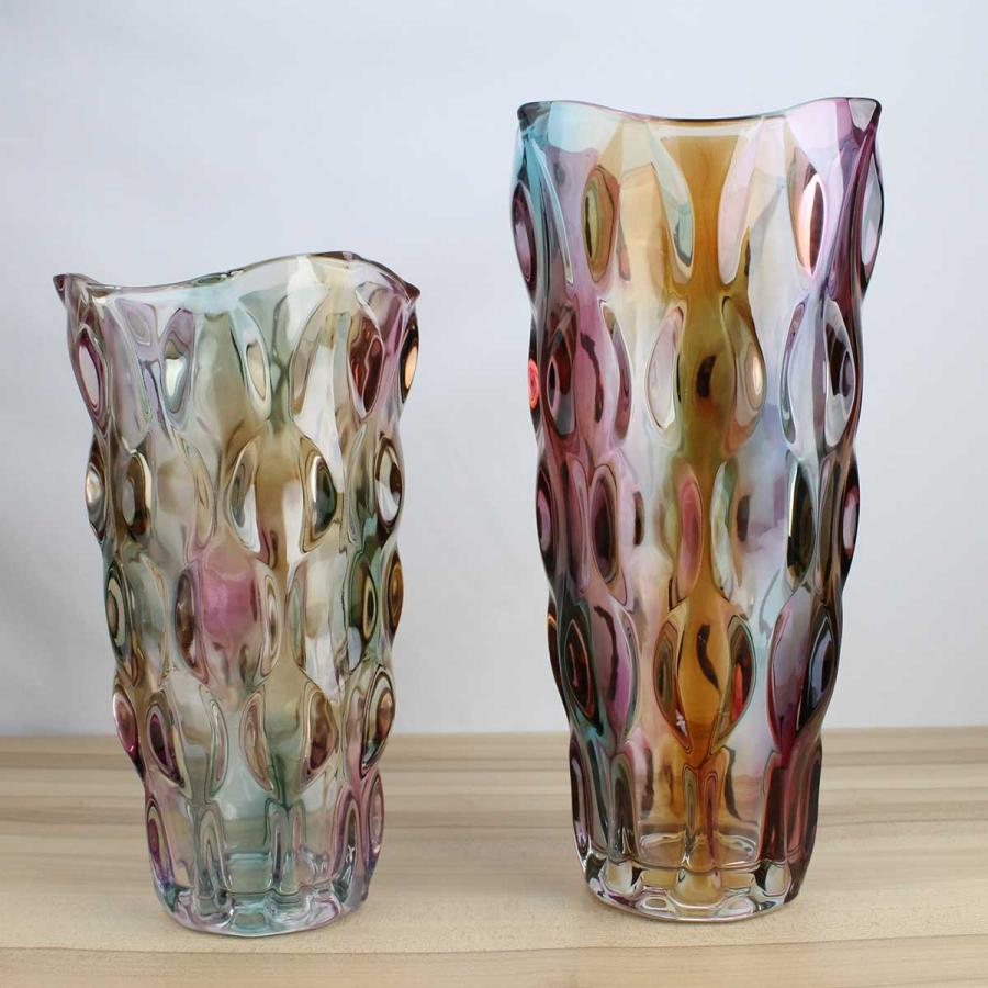 ヴィンテージ フラワーベース 硝子 花瓶 大きめ 観葉植物 gg-118