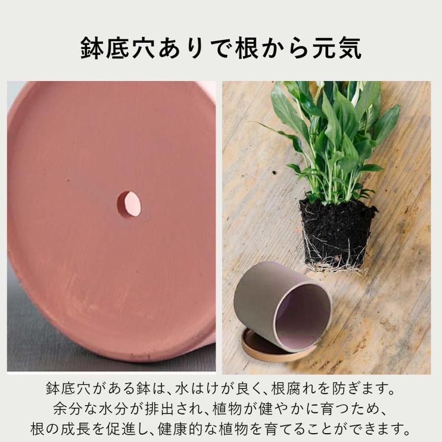 植木鉢　陶器　高級受皿付　ピンクゴールド　内径22 高さ25 観葉植物　オシャレ 植木鉢 おしゃれ 室内 プランター 陶器 観葉植物 多肉植物 鉢 受け皿