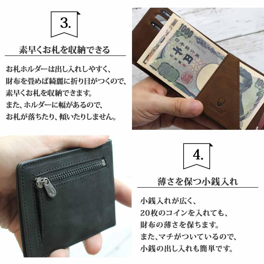 本革 マネークリップ 小銭入れ付き 薄い財布 薄型 財布 メンズ ミニ財布 小さい財布 ミニウォレット｜goovice｜16