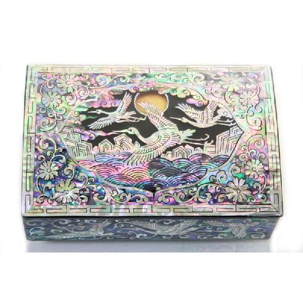 螺鈿 らでん 鶴 つる 海 花 宝石箱 伝統工芸美術品 高級 螺鈿 らでん 鶴 つる 海 花 宝石箱 伝統工芸美術品 高級