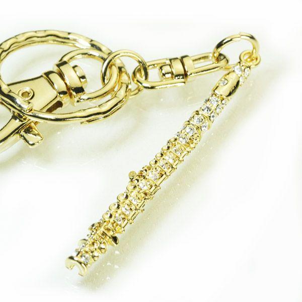 キーホルダー フルート 音楽 アクセサリー ブラスバンド 木管楽器 楽器