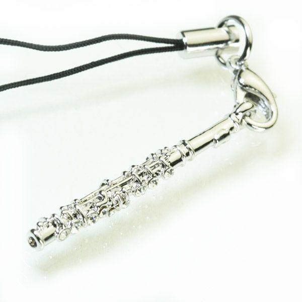 スワロフスキー　フルート 携帯ストラップ フルート アクセサリー 音楽 楽器 スワロフスキー