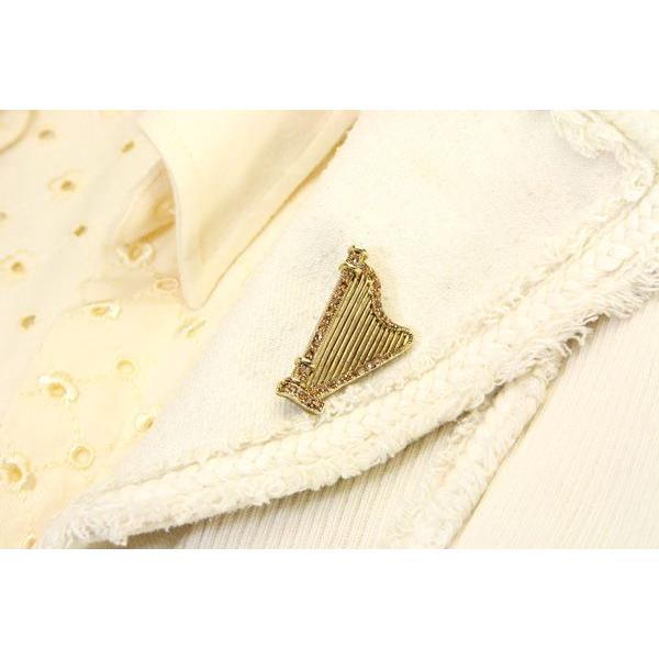 ブローチ ハープ 音楽系アクセサリー スワロフスキー アンティーク