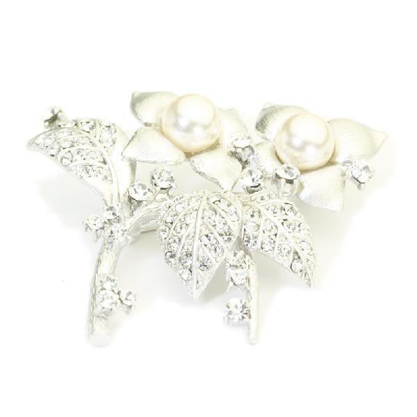 SWAROVSKI ブローチ brooch パール 花 小枝 スワロフスキー