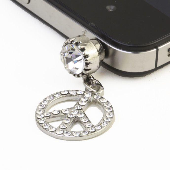 イヤホンジャック スマホピアス ピースマーク スワロフスキー メンズ ユニセックス プレゼント|gorgeous-ya|02