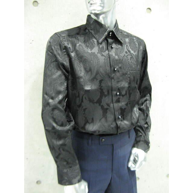 Drophead メンズシャツ ドゥエボットーニ ドレスシャツ ブラック ペイズリー柄 メンズシャツ サイズＭ L | 