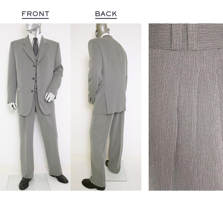 スリーピース 3ボタン メンズスーツ グレー 春夏 サイズLL : メンズ