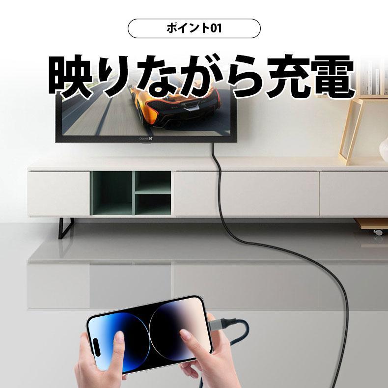 HDMI ケーブル iphone テレビ 接続 ケーブル スマホ HDMI iPhone avアダプタ アダプタ 高解像度 ゲーム テレビにスマホの画面を映す｜goroku｜02