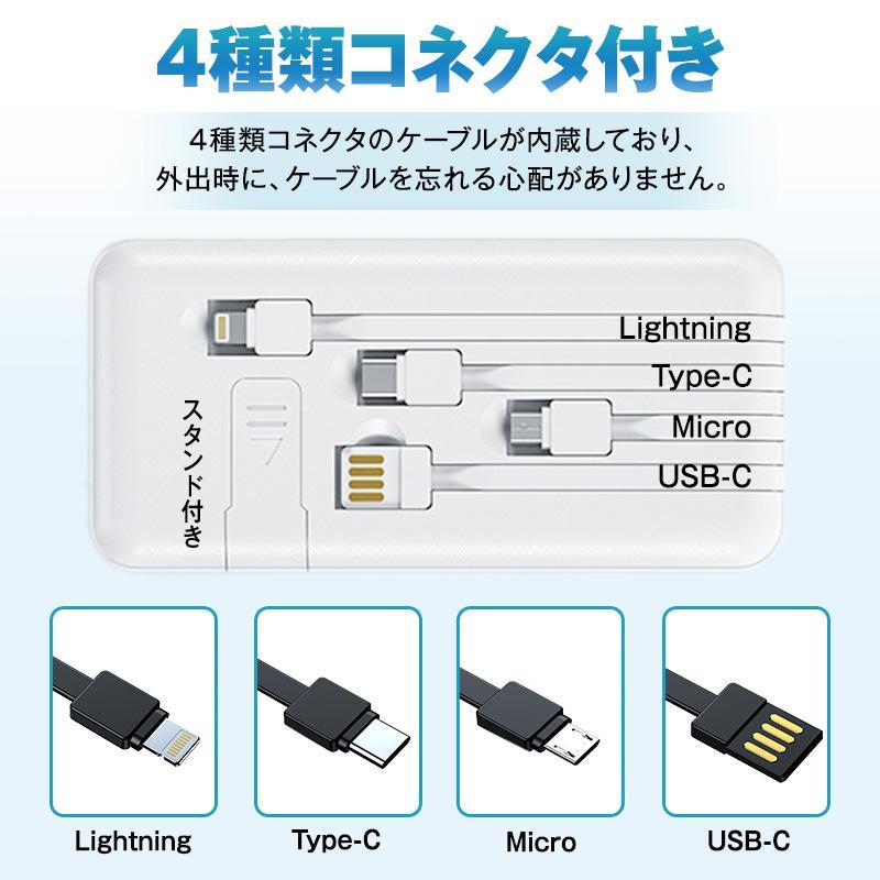 【500円OFFクーポン配布中】 モバイルバッテリー 20000mAh 大容量 4台同時充 電 スタンド付き 軽量 薄型 スマホ 携帯 充電器 PSE 5v/2.1a USB-A+Type-C｜goroku｜04