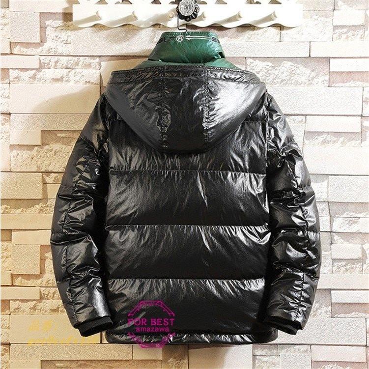 Web限定 レザーダウンジャケット 高品質 暖かい ダウンジャケット 秋冬 メンズ ぴかぴか 防寒 大きいサイズ ダウン80 防風 全日本送料無料 Mahy Almahy Ae