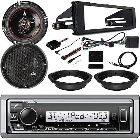 欠品商品です 1998-2013 Harley Audio Bundle - Single DIN Digital Media Radio Receiver， 2X 6.5 Audiopipe CSL Series Speakers， Dash Radio Install Kit， Speaker Adapter