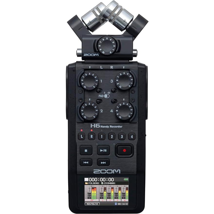 Zoom H6 All Black (2020 Version) 6Track Portable Recorder, Stereo