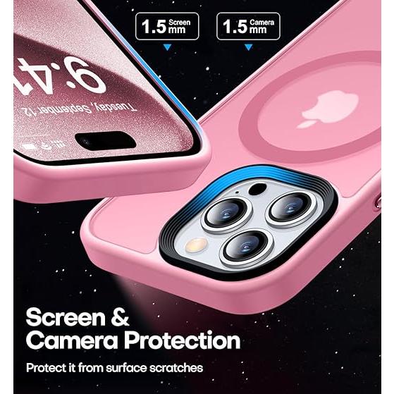 CANSHN 磁気デザイン iPhone 15 Pro用ケース Magsafe対応 半透明マット