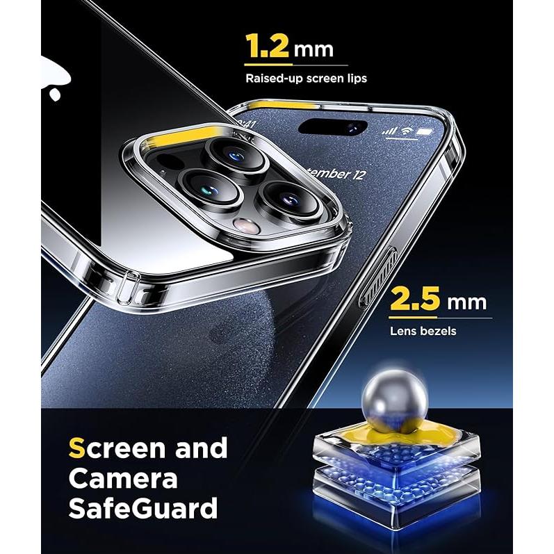 Humixx ウルトラクリア iPhone 15 Pro用ケース 黄ばみ防止 14フィートミリタリー落下保護 スリムフィットでありながら保護耐衝撃バンパー 衝撃吸収フォンケース｜gosaidenso｜06