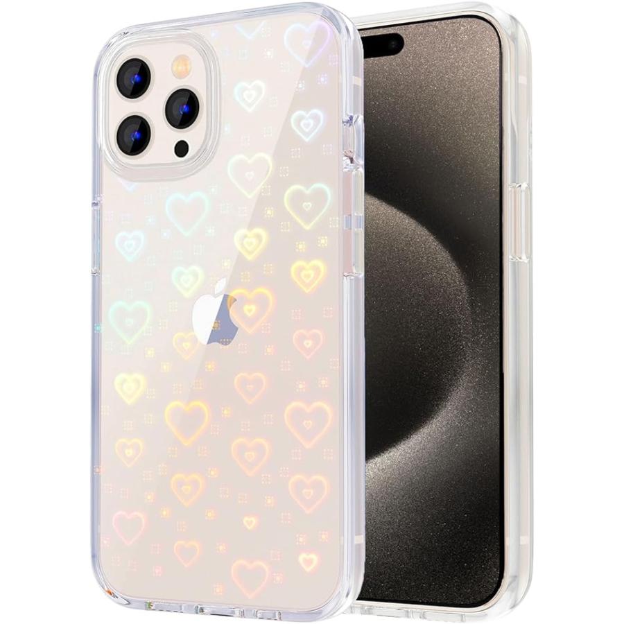 Tksafy iPhone 15 Pro用ケース クリア グリッター キュート レーザー