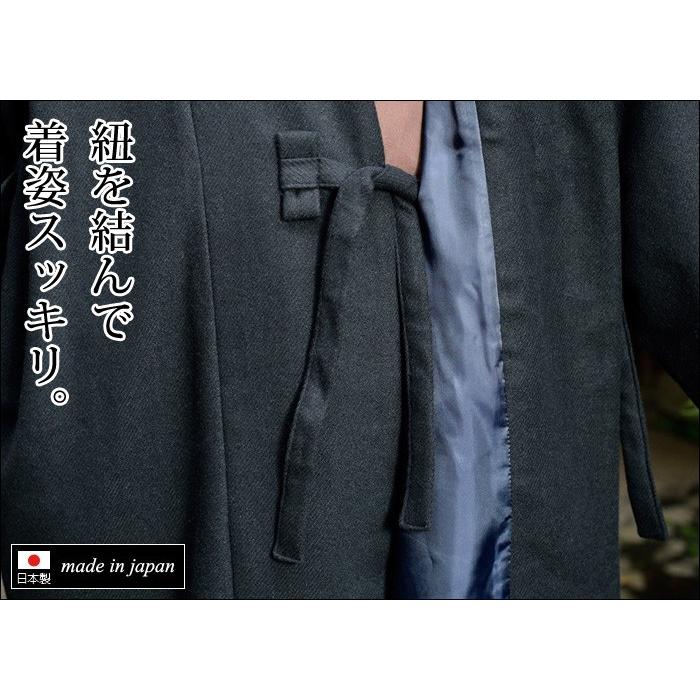 作務衣用 ウールコート メンズ 男性用 寺用 秋冬用 日本製 [高級ウール作務衣用コート 黒 茶 濃紺 グレー (M-L)] 父の日 送料無料の画像