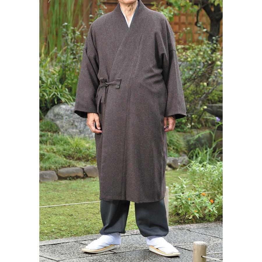 作務衣用 ウールコート メンズ 男性用 寺用 秋冬用 日本製 [高級ウール作務衣用コート 黒 茶 濃紺 グレー (M-L)] 父の日 送料無料の画像