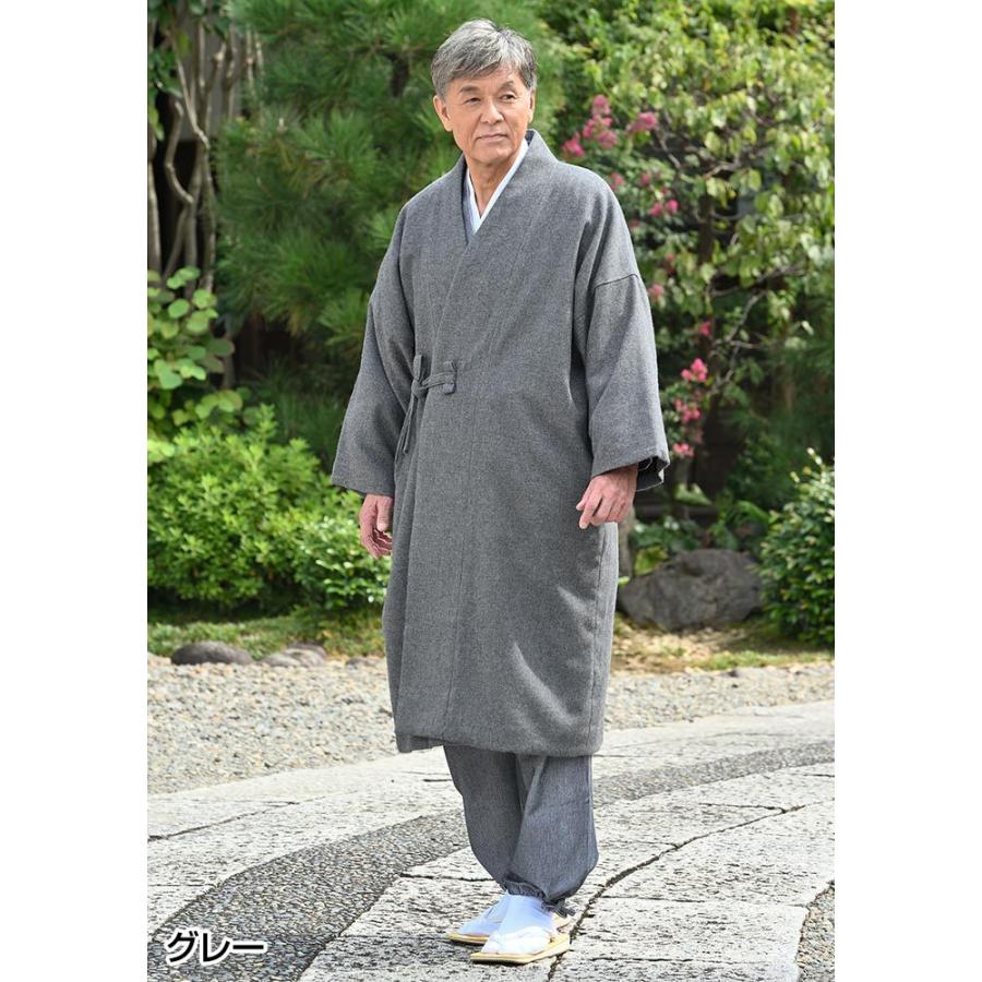 作務衣用 ウールコート メンズ 男性用 寺用 秋冬用 日本製 [高級ウール作務衣用コート 黒 茶 濃紺 グレー (M-L)] 父の日 送料無料の画像