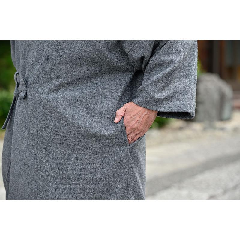作務衣用 ウールコート メンズ 男性用 寺用 秋冬用 日本製 [高級ウール作務衣用コート 黒 茶 濃紺 グレー (M-L)] 父の日 送料無料の画像