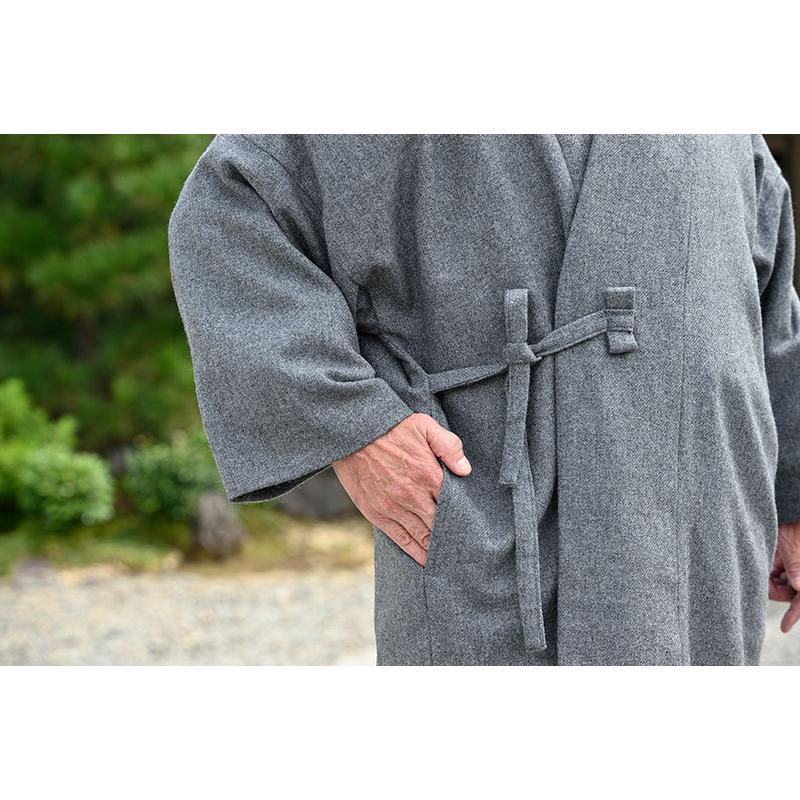 作務衣用 ウールコート メンズ 男性用 寺用 秋冬用 日本製 [高級ウール作務衣用コート 黒 茶 濃紺 グレー (M-L)] 父の日 送料無料の画像