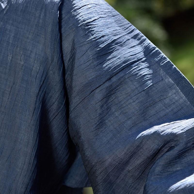 作務衣 さむえ メンズ 男性用 紳士 寺用 春夏用 日本製 麻100％ [小千谷縮作務衣 黒 米 紺 (M-LL)] 敬老の日 父の日 送料無料の画像
