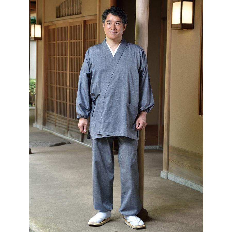 作務衣 作務服 メンズ 男性用 春夏秋冬 通年 日本製 洗える [紳士小ザシコ柄作務衣 青 紺 鼠 (M-LL)] 敬老の日 父の日 送料無料｜gosaido｜04