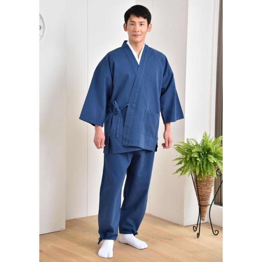 作務衣 メンズ 男性 春秋 通年 綿100％ 和装 和服 部屋着 さむい 作務服 父の日 デニム風厚地作務衣(薄紺・濃紺・黒)(M・L・LL ...