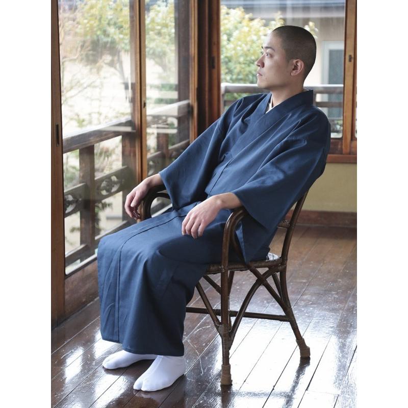 洗える 麻 着物 メンズ 男性用 紳士 春夏用 [テトロン麻着物 紺 茶 青