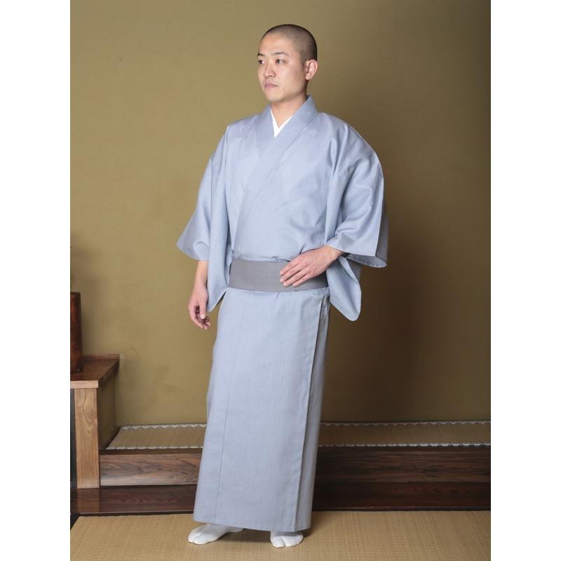 洗える 麻 着物 メンズ 男性用 紳士 春夏用 [テトロン麻着物 紺 茶 青