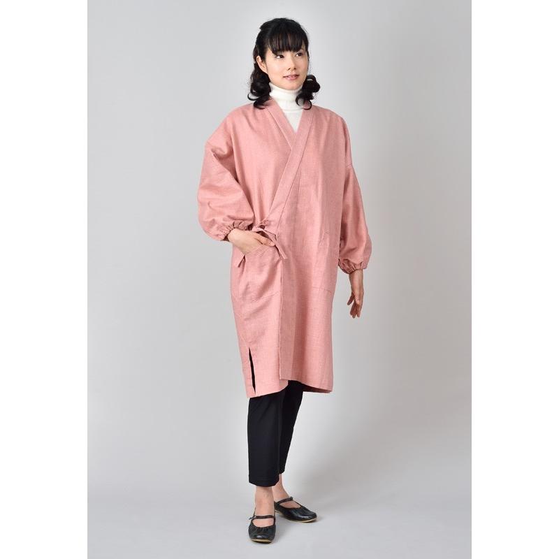 水屋着 割烹着 レディース 洗える 日本製 撥水加工 [絣紬水屋着 桃 紫