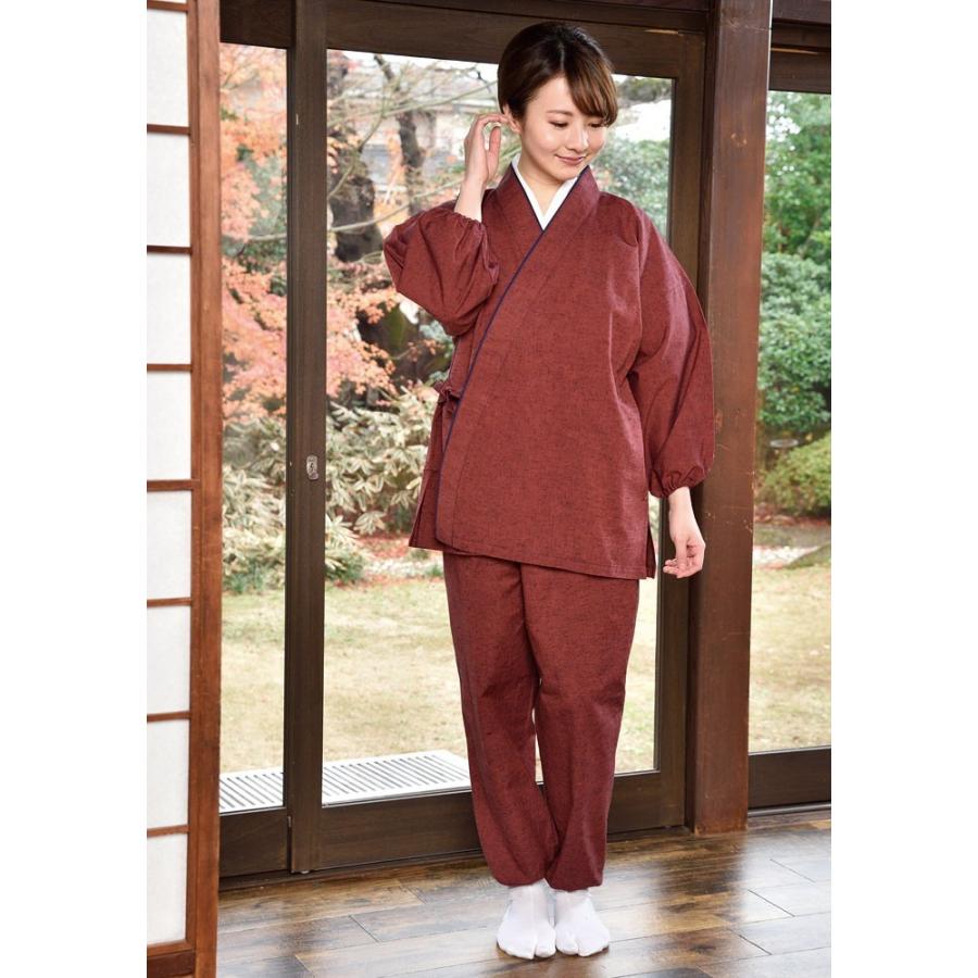 安心発送 作務衣 レディース 女性 婦人用 春秋 通年 綿100 和装 和服 日本製 母の日 婦人紬作務衣 紺 からし 茶 ピンク M L Ll Dprd Jatimprov Go Id