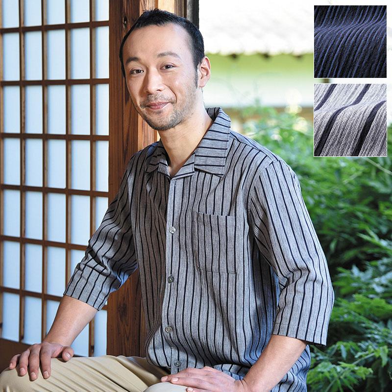 亀田縞 7分袖 シャツ メンズ 男性用 紳士 春 夏 秋 日本製 [亀田縞