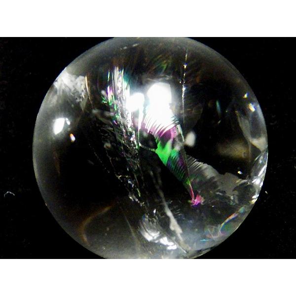 レインボークォーツ 天然水晶 38ミリ丸玉 クッション台座付き