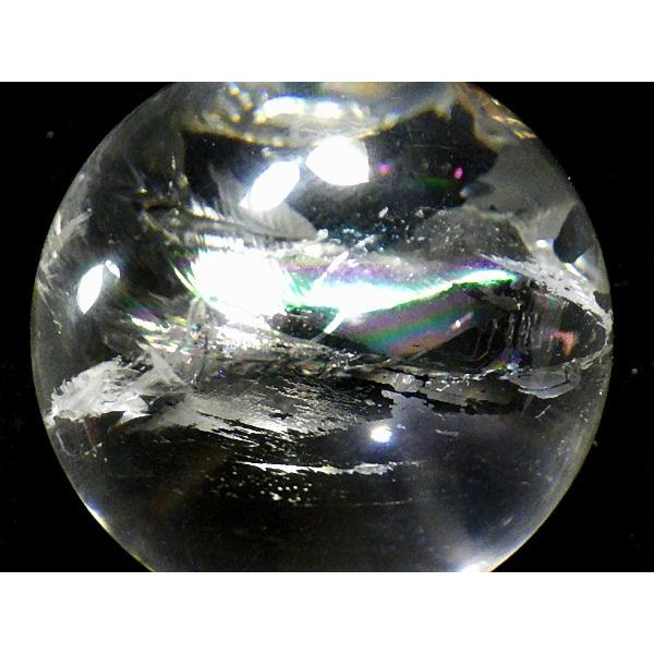 レインボークォーツ 天然水晶 38ミリ丸玉 クッション台座付き 