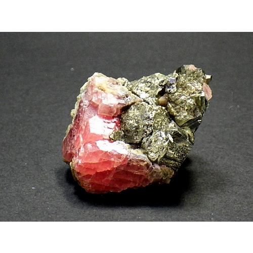【共生】ロードクロサイト【RHODOCHROSITE】中国 広西省 40g ロードクロサイト インカローズ パイライト共存 菱マンガン鉱
