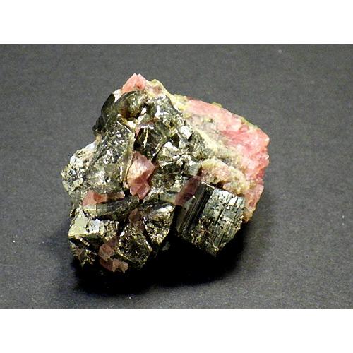 【共生】ロードクロサイト【RHODOCHROSITE】中国 広西省 40g ロードクロサイト インカローズ パイライト共存 菱マンガン鉱