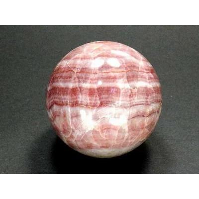 大玉 インカローズ ４８mm玉　２４４ｇ ロードクロサイト 鑑別書 台座付 スフィア 菱マンガン鉱 inca rose 原石 送料無料　No.0３の画像