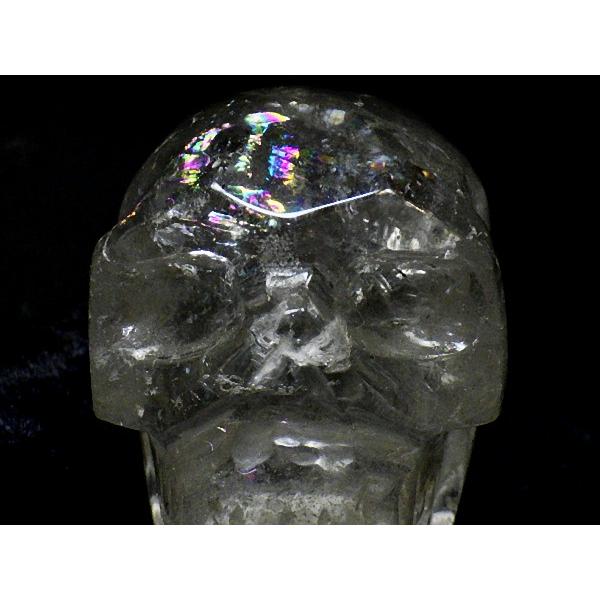 クリスタル スカル 虹入り水晶 クション台座付き 骸骨 アイリス