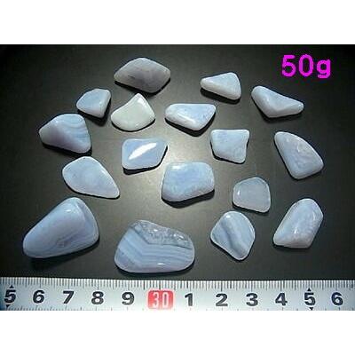 ブルーレースアゲート原石磨き石 Bluelace agate 空色縞瑪瑙 50g