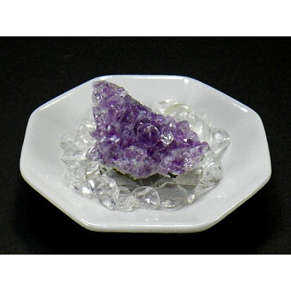 風水 浄化3点セット アメジストクラスター 天然水晶 風水八角皿