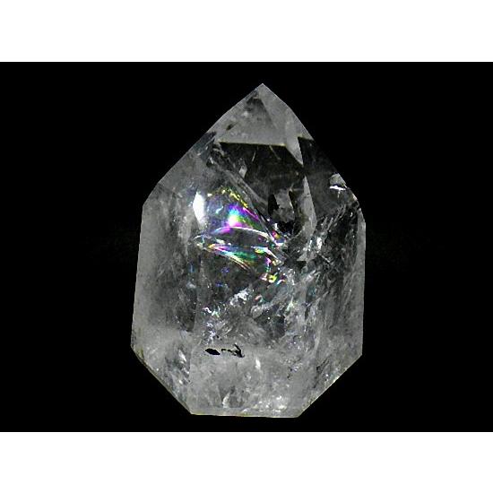 虹入り天然水晶 ６９７ｇ 鑑別書付き レインボークォーツ アイリスクォーツ ポイント ブラジル産 送料無料 No.１７４の画像