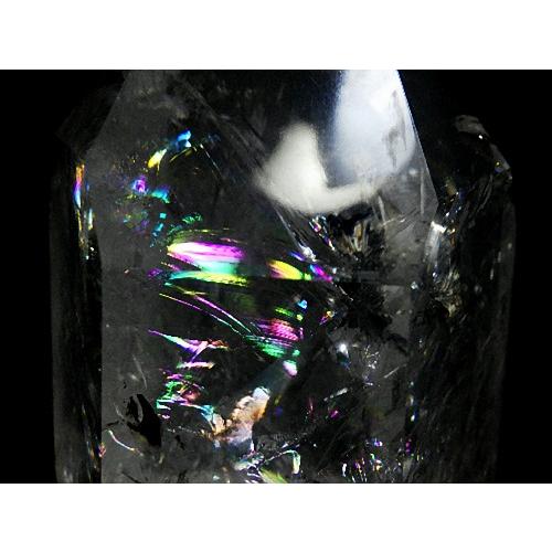 虹入り天然水晶 ６９７ｇ 鑑別書付き レインボークォーツ アイリスクォーツ ポイント ブラジル産 送料無料 No.１７４の画像