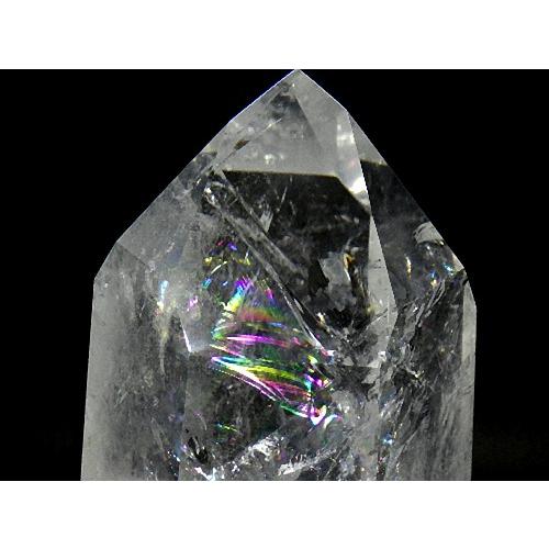 虹入り天然水晶 ６９７ｇ 鑑別書付き レインボークォーツ アイリスクォーツ ポイント ブラジル産 送料無料 No.１７４の画像