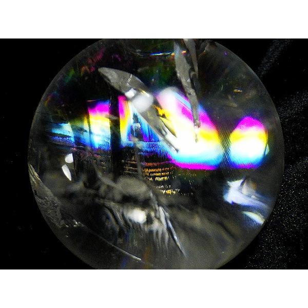 レインボークォーツ 天然水晶 52ミリ丸玉 台座付き アイリスクォーツ