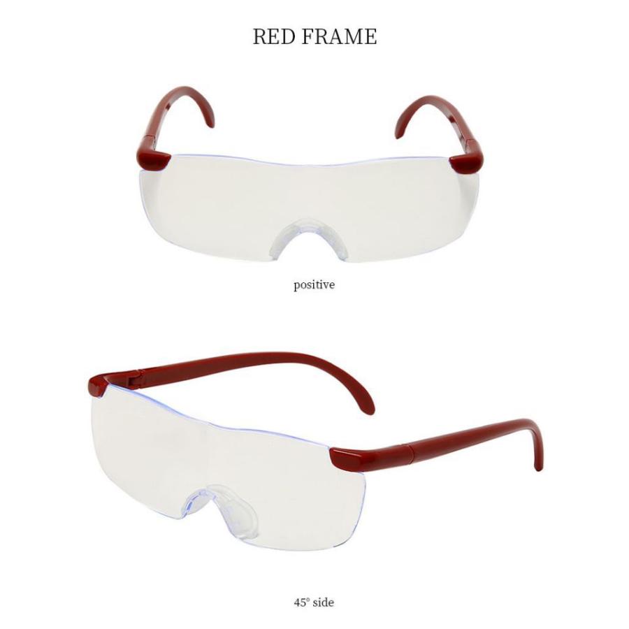 メガネルーペ　1.3倍　1.6倍 1.8倍　　収納袋　老眼鏡　ハンズフリー　プレゼント　ブラウン　ブルー　レッド　ブラック　茶色　白　フレーム |  | 04