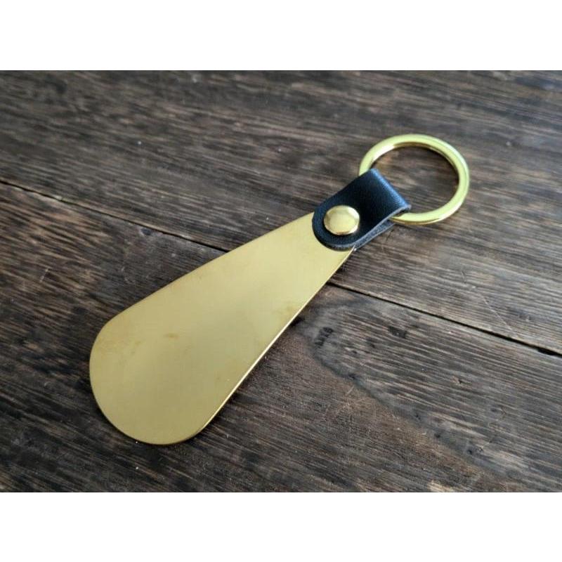 真鍮　靴べら　靴ベラ　本革　キーリング　キーホルダー　アメカジ　おしゃれ　出張　誕生日プレゼント　旅行　就職祝い　景品　携帯 |  | 01